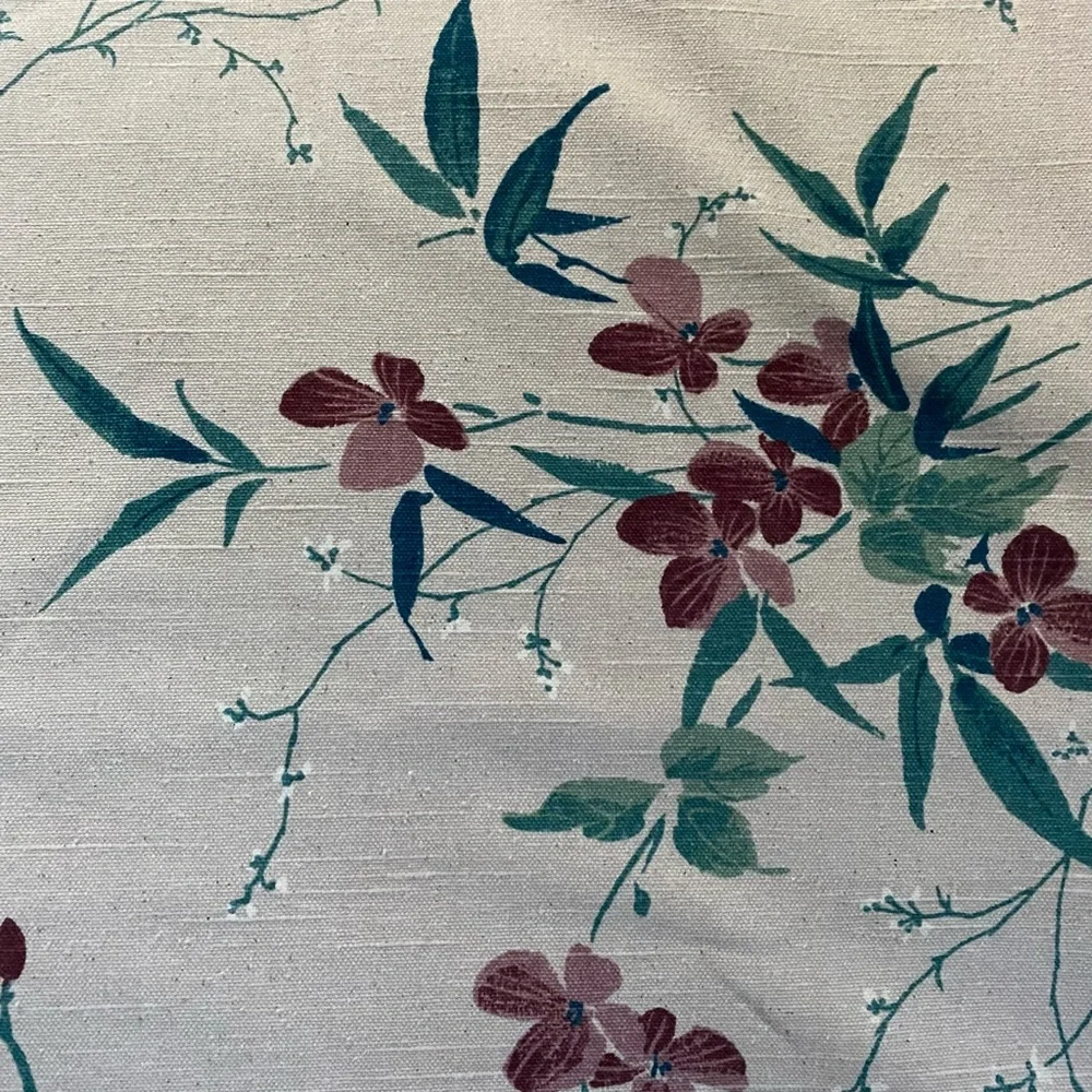 Vintage Floral Drapery Curtain Fabric Panel Screen Print 75”x 79.5”